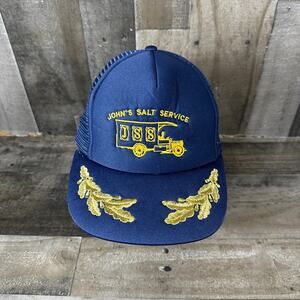 John's Salt Service JSS Employee Worker Mesh Trucker Hat Scrambled Eggs